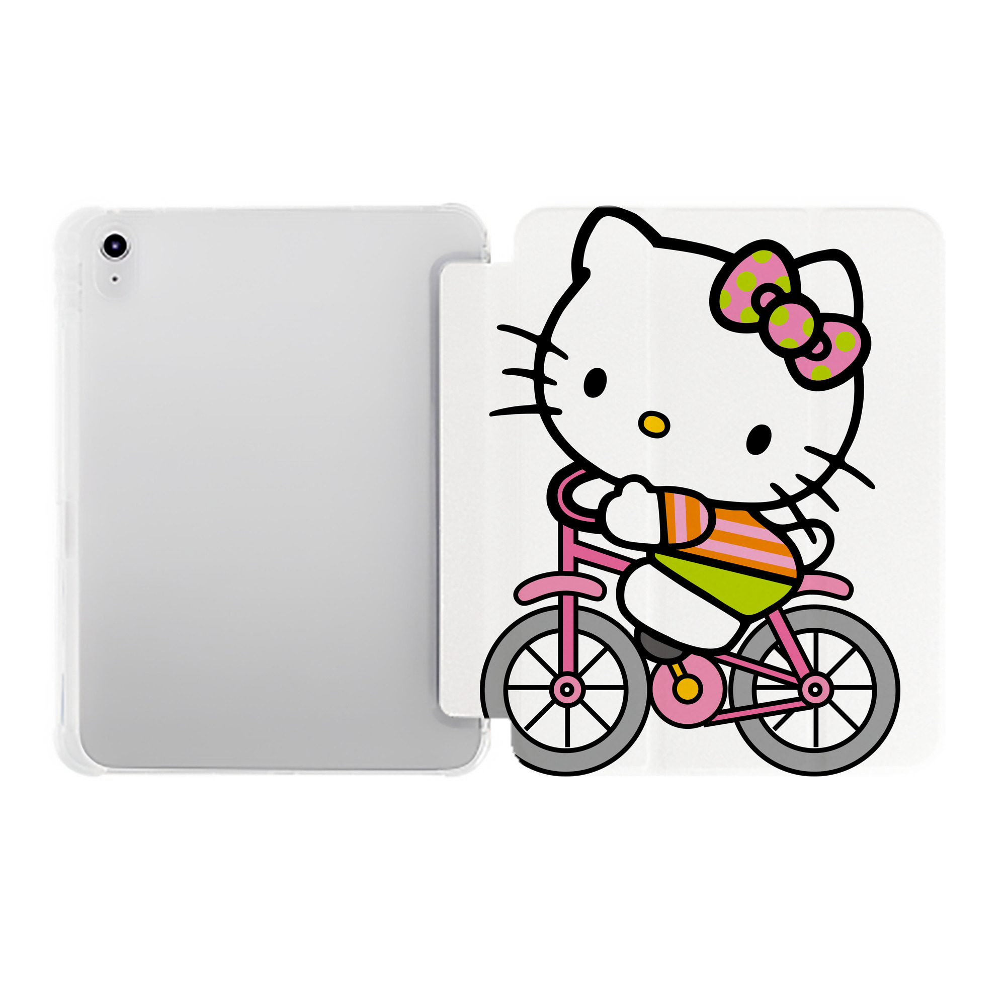 （画像用） Hello Kitty ハローキティ IPad ケース ペン収納付き 三つ折りスタンド PUレザー×シリコン 対応機種9.5/10.5/10.9インチ